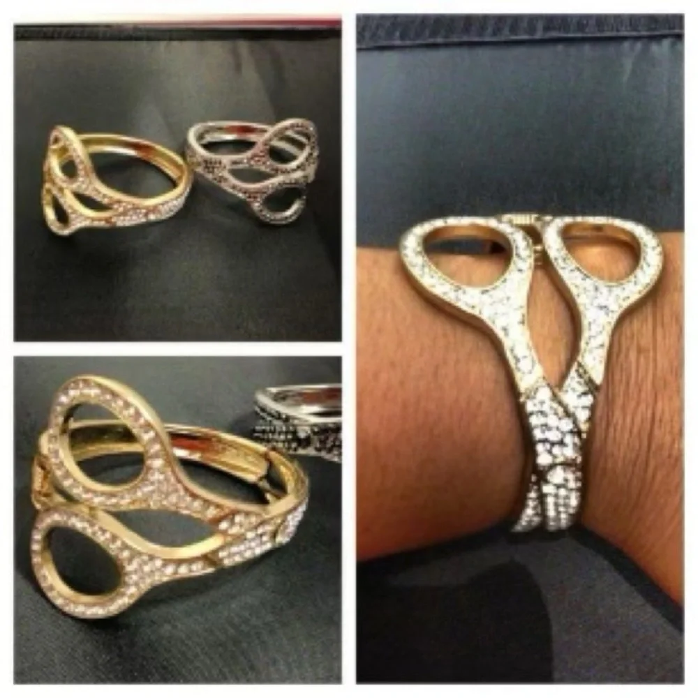 Gold Tone Rhinestone Cuff Bracelet